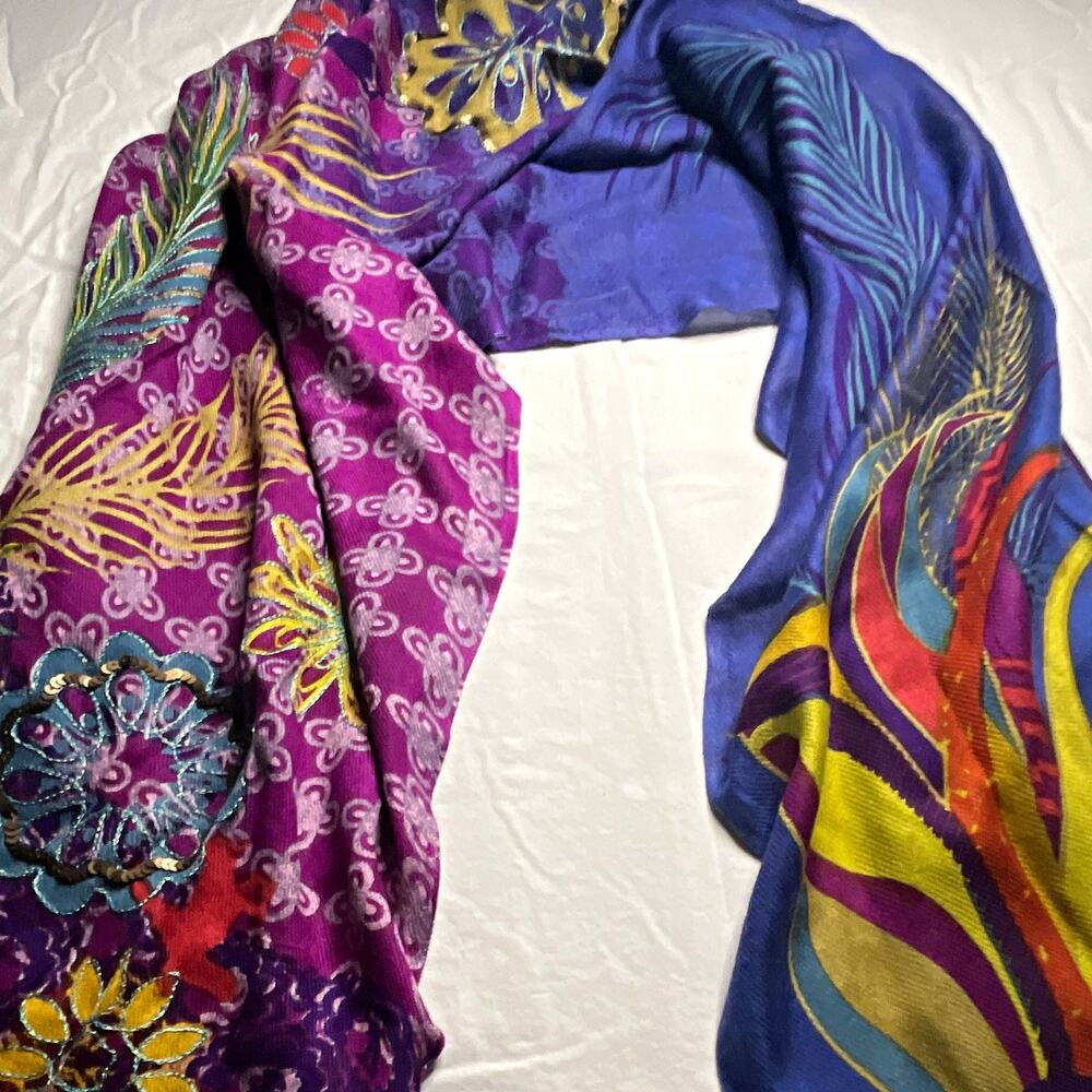 Cirque du Soleil Women’s Multicolor Floral Embroidered Scarf Wrap